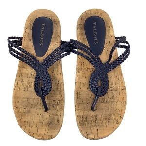 Talbots Marci Braid Sandal 10M Black Cork